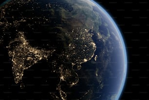 a view of the earth from space at night