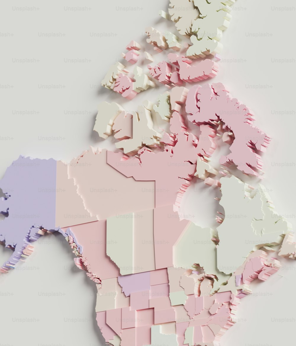 Um mapa dos Estados Unidos feito de pedaços de papel