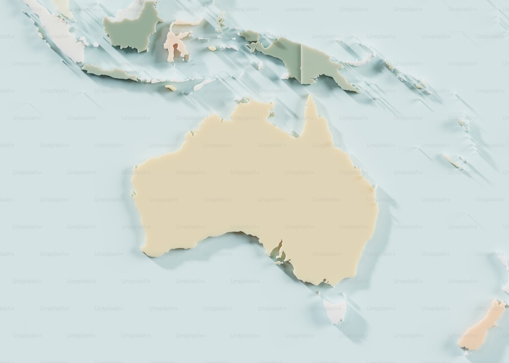 Une carte de l’Australie est affichée sur un fond bleu