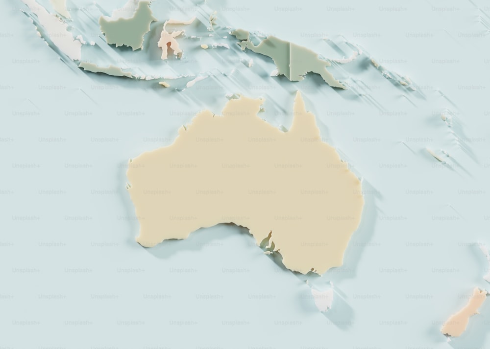Eine Karte von Australien wird auf blauem Hintergrund angezeigt