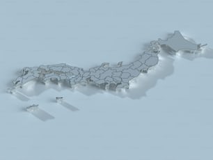 a 3d map of the country of japan