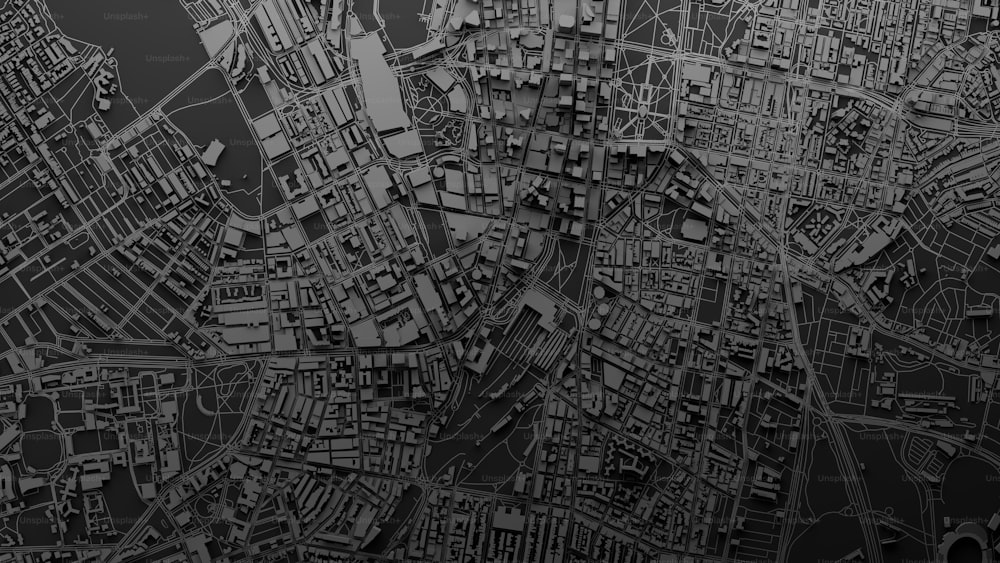 a black and white photo of a city map