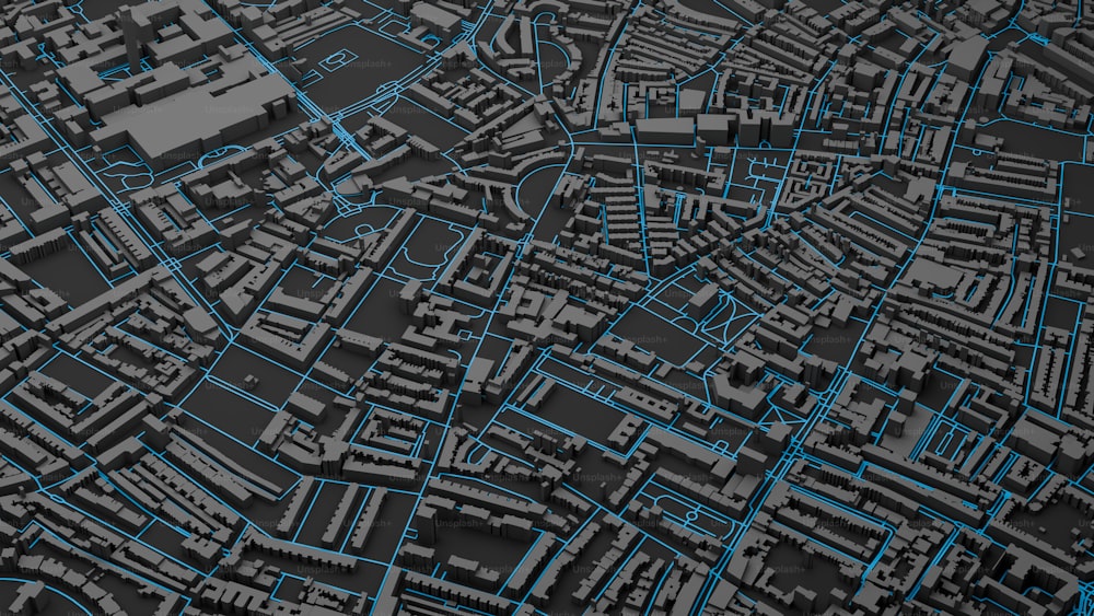 a black and blue map of a city