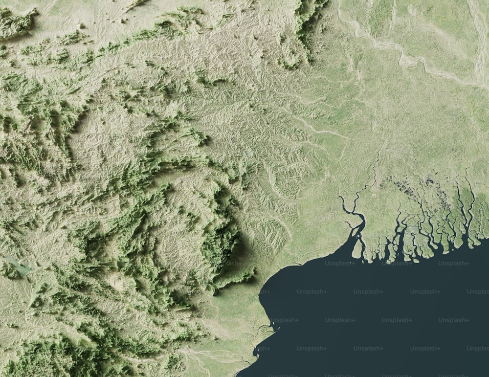 uma imagem de satélite de um grande corpo de água