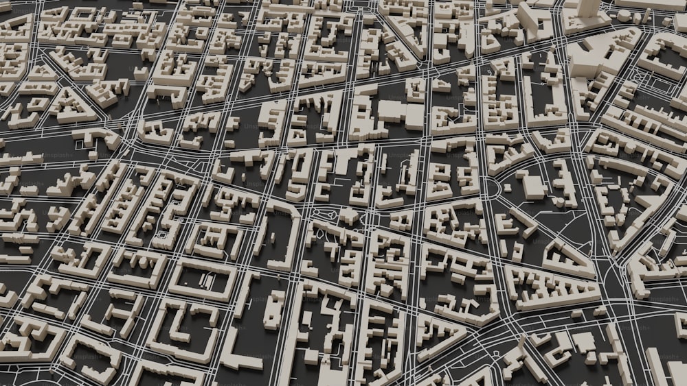 Un modelo 3D de una ciudad con muchas calles