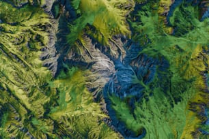 una veduta aerea di un'area verde e blu