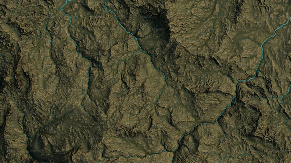 산맥을 가로질러 흐르는 강의 위성 사진
