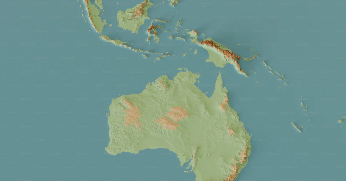 High Resolution Australian Map Topographical map of australia and surrounding islands photo – Earth ...