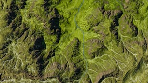 a satellite image of a green mountain range