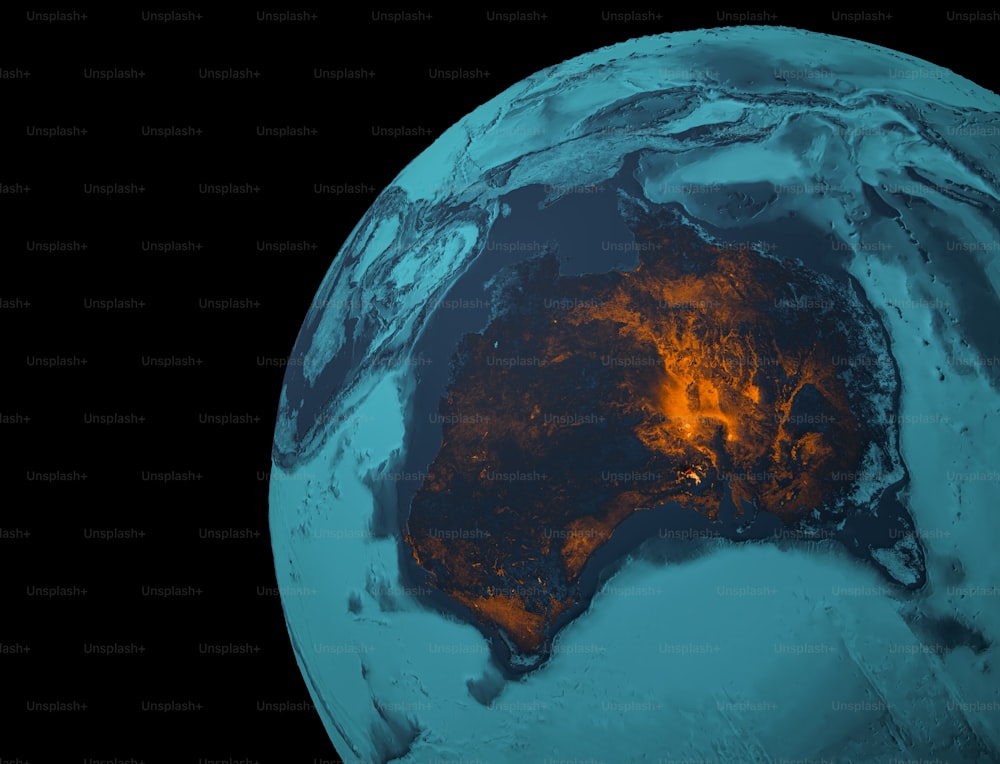 a view of the earth from space with a bright orange glow