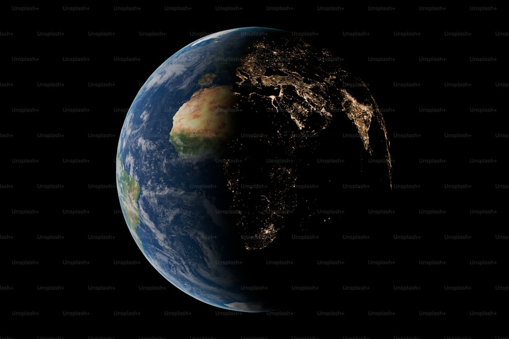 Uma visão da Terra do espaço à noite