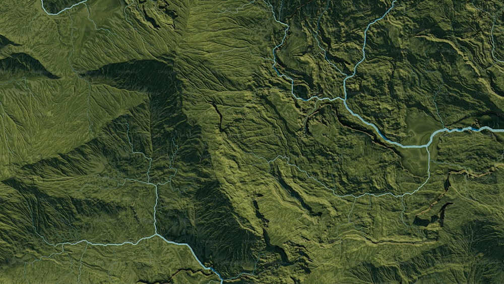un'immagine satellitare di una catena montuosa verde
