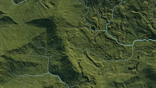 Una imagen satelital de una cadena montañosa verde