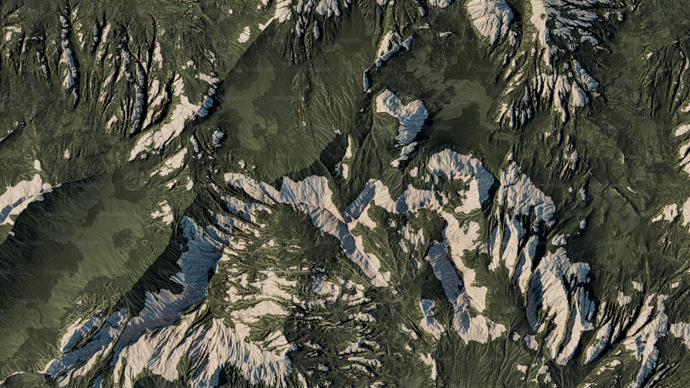 a satellite image of a mountain range