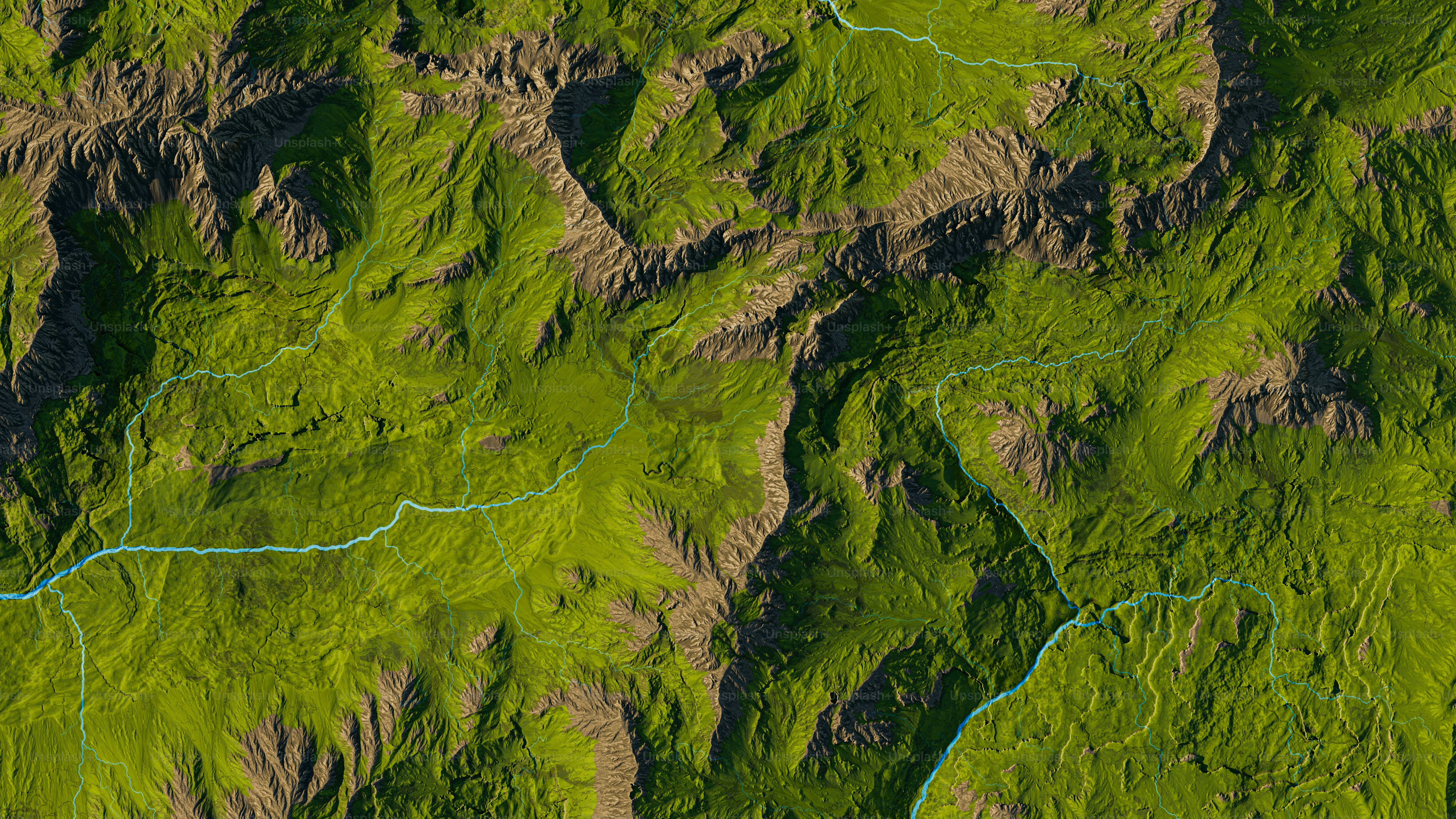 3D render of a Large terrain from sky view.