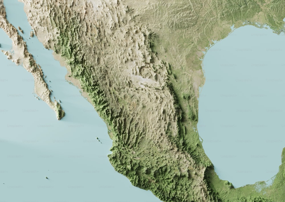 Un mapa de Estados Unidos y México