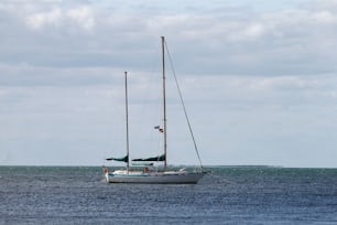 a sailboat in the middle of a body of water