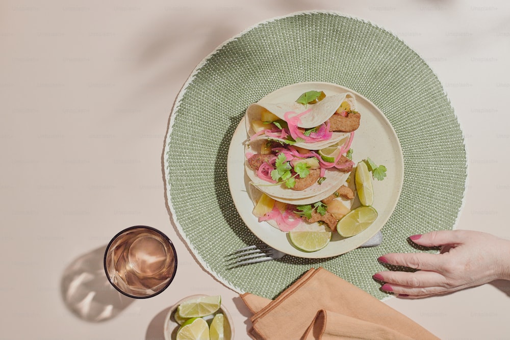 a plate of food that is on a table