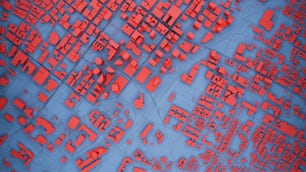 도시 지도는 빨간색과 파란색으로 표시됩니다