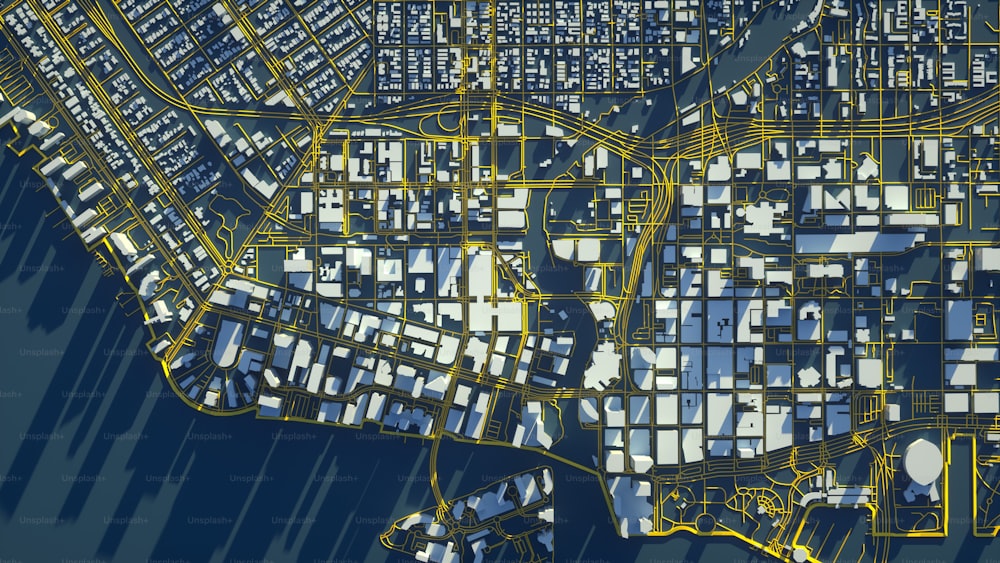 um mapa de uma cidade com muitos edifícios