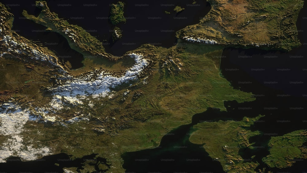 Una imagen satelital de una gran masa de agua