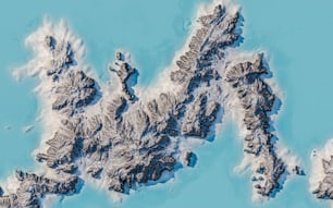 an aerial view of a snow covered mountain range