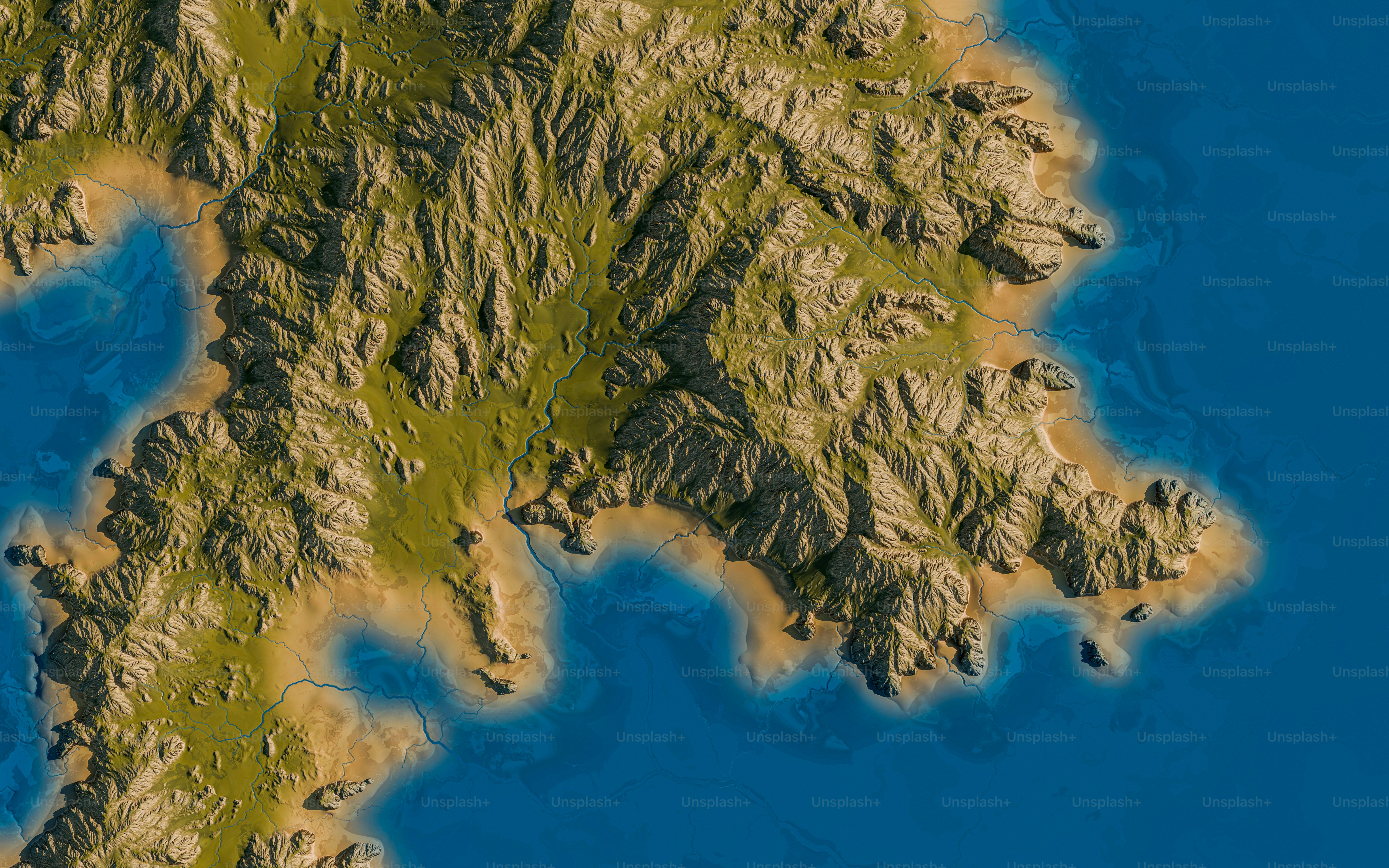 3D render of a Large terrain from sky view.