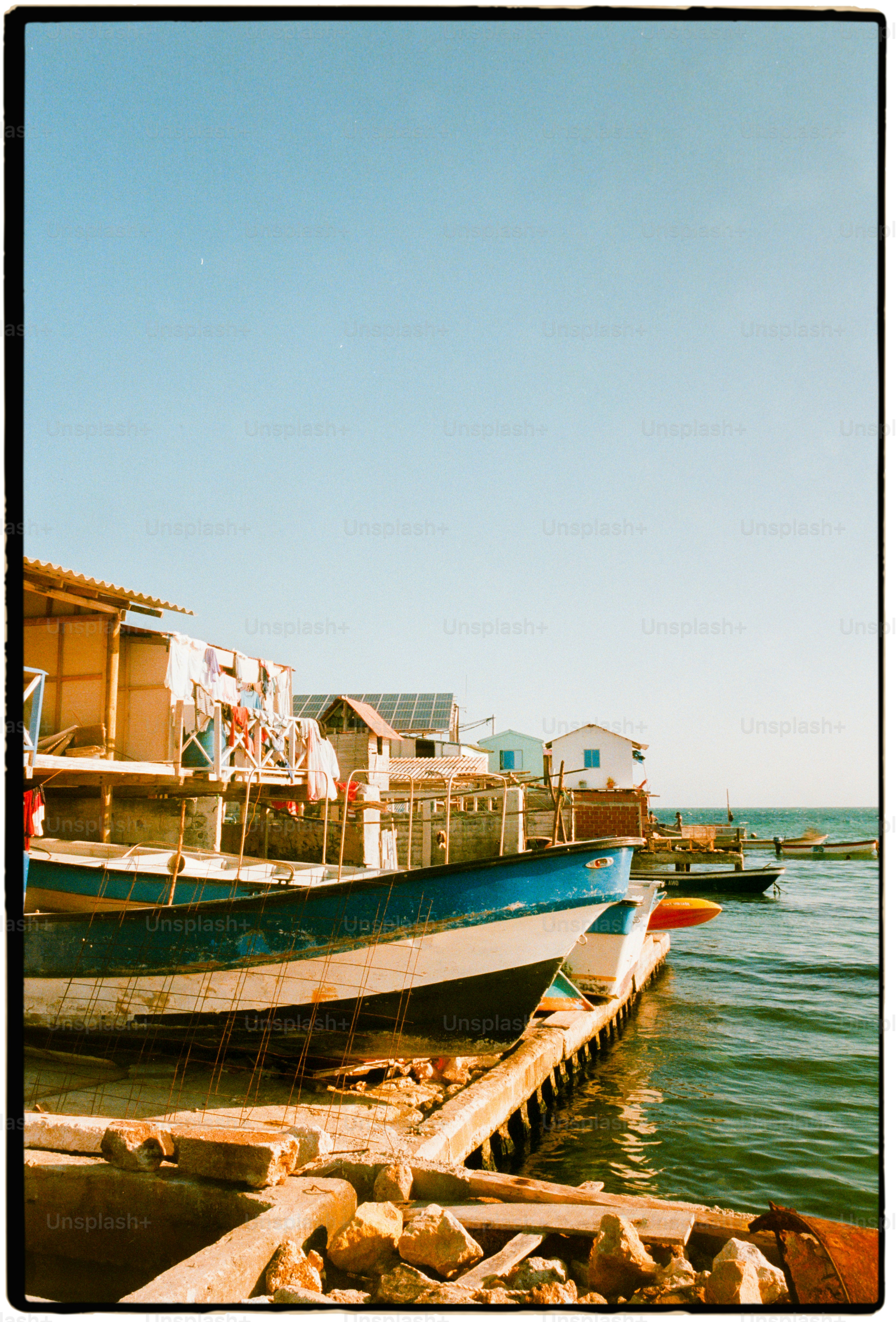 a couple of boats that are sitting in the water