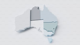 a 3d map of australia with the country's flag
