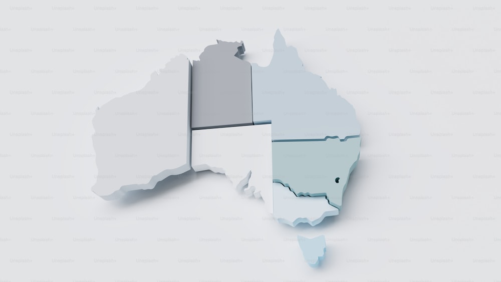 Un mapa 3D de Australia con la bandera del país