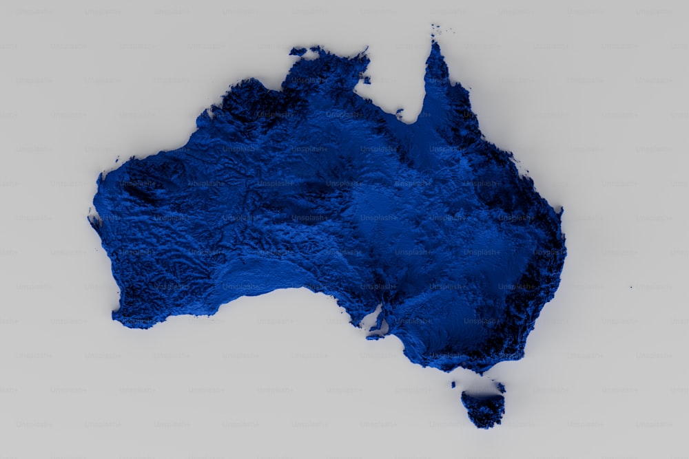 a blue map of australia on a white background