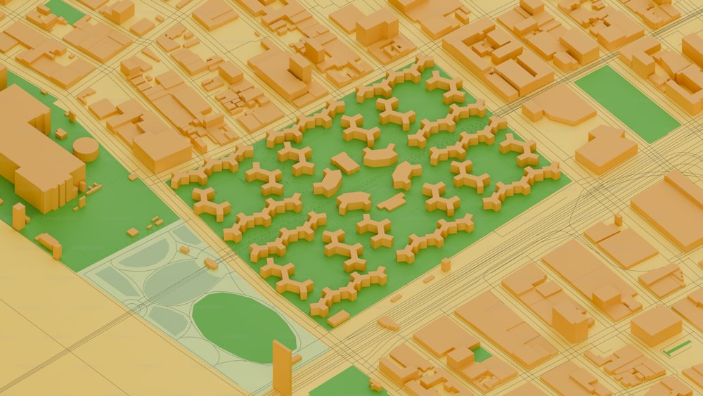 une carte d’une ville avec beaucoup de bâtiments