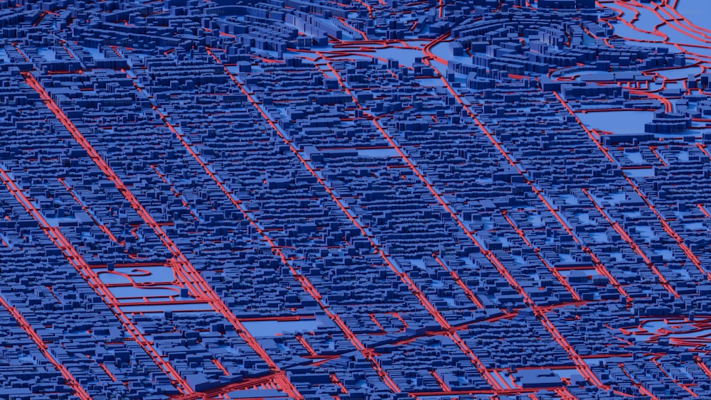 都市の青と赤の画像