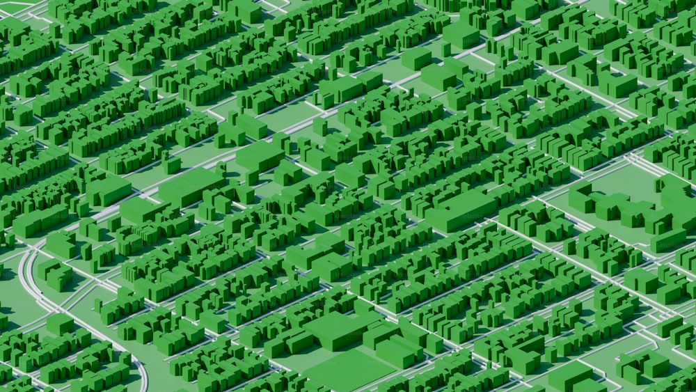 a large green city with lots of trees