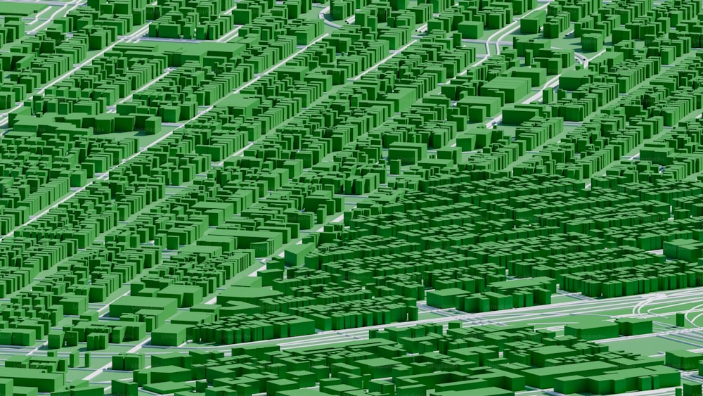 un'immagine generata al computer di una città verde