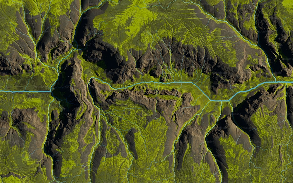 강이 흐르는 산맥의 지도