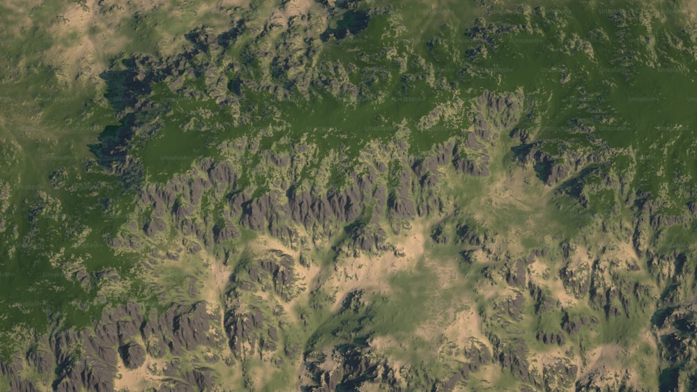 Una vista aérea de una cadena montañosa verde
