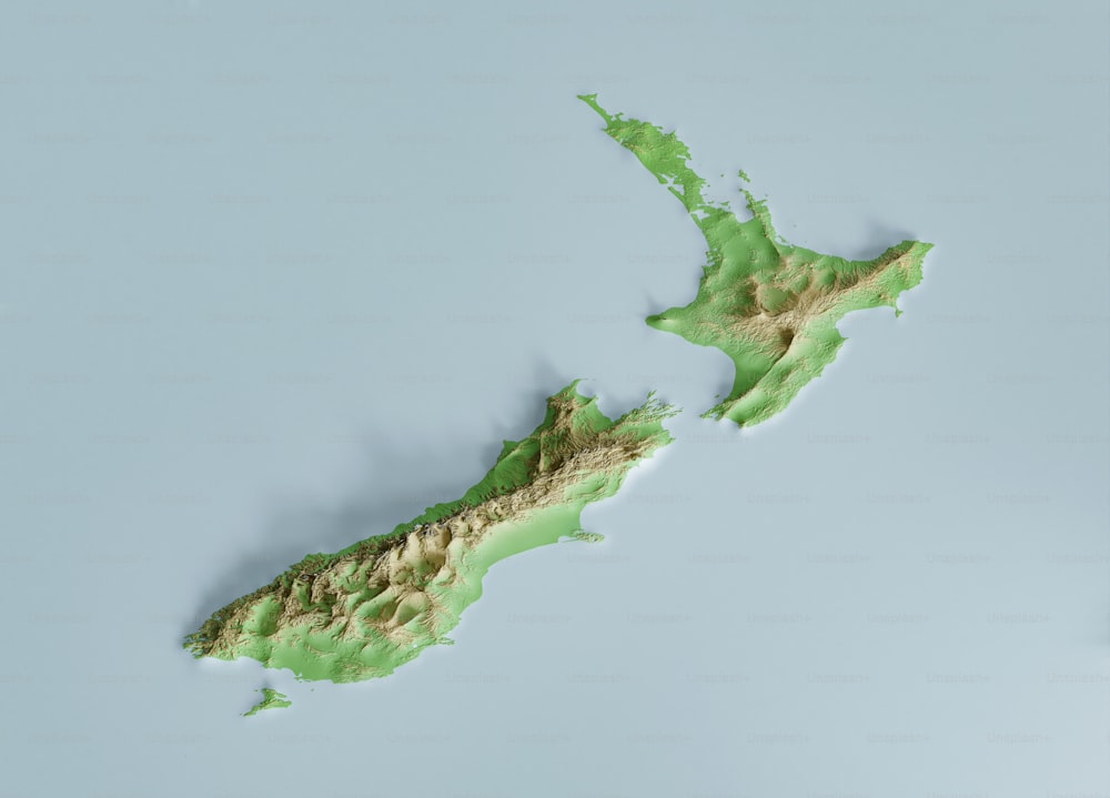Um mapa da ilha da Nova Zelândia