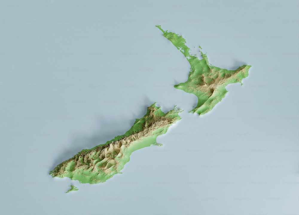 Eine Karte der Insel Neuseeland