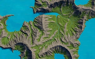 Una imagen satelital de una cadena montañosa en medio del océano