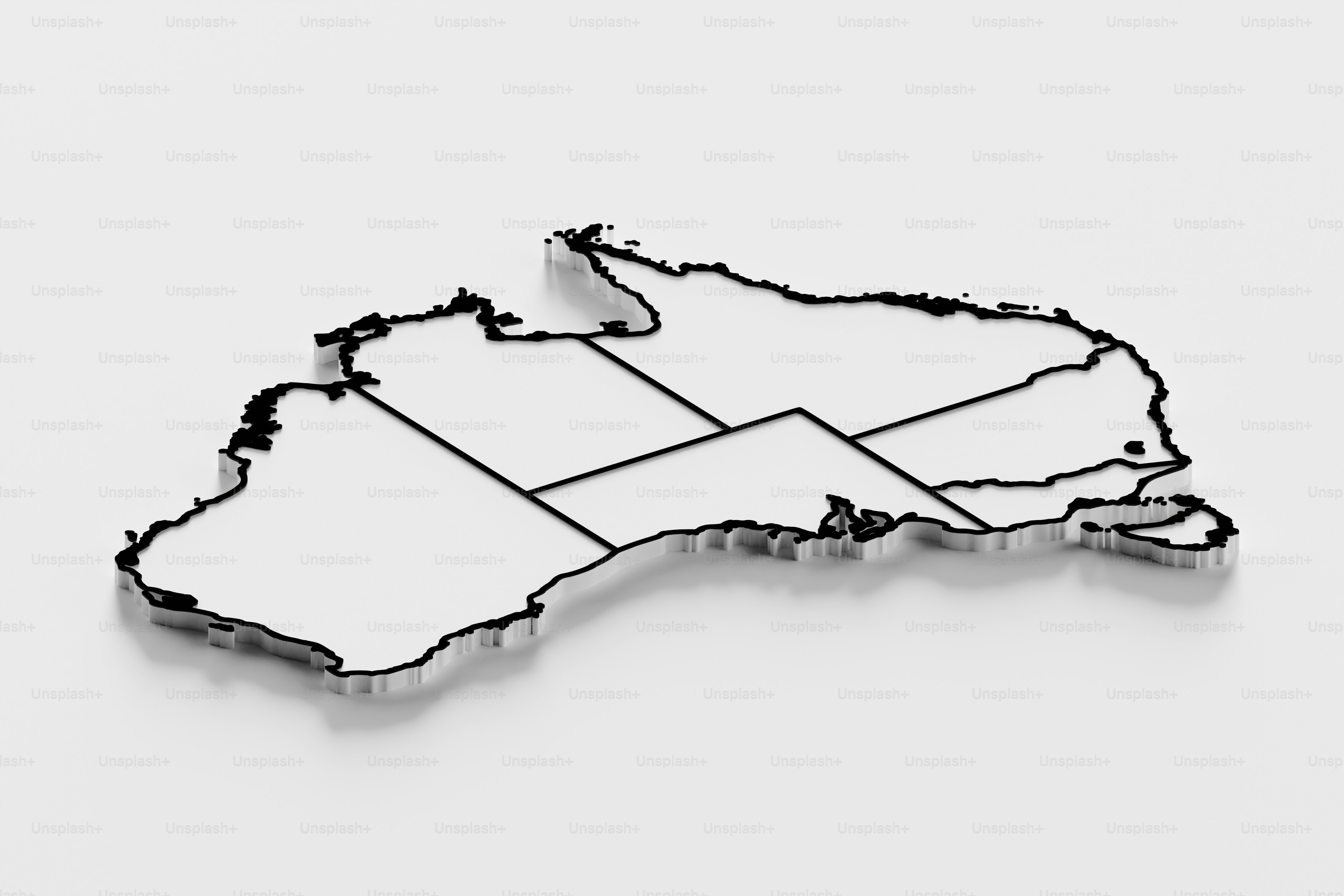 a black and white map of australia on a white background