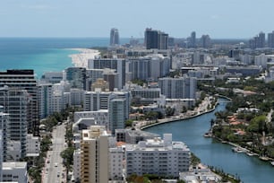 a view of a city with a river running through it