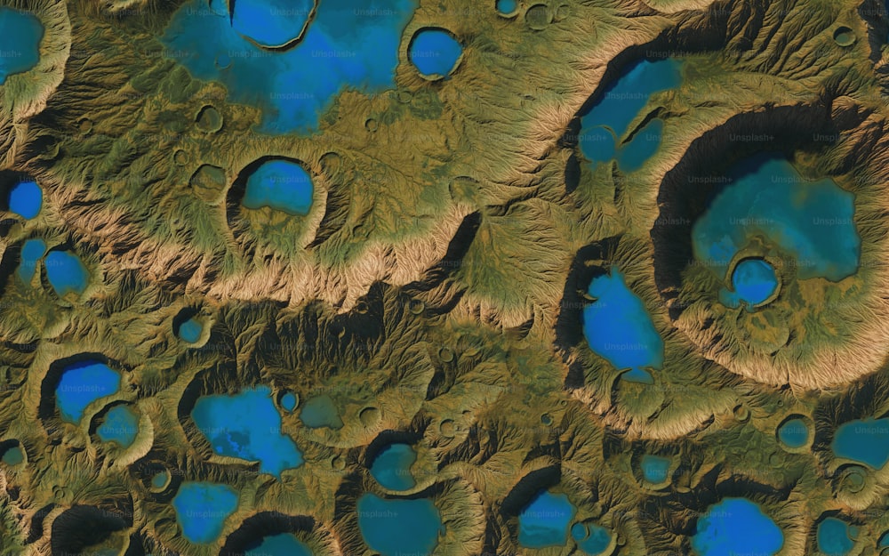 a satellite image of a lake surrounded by mountains