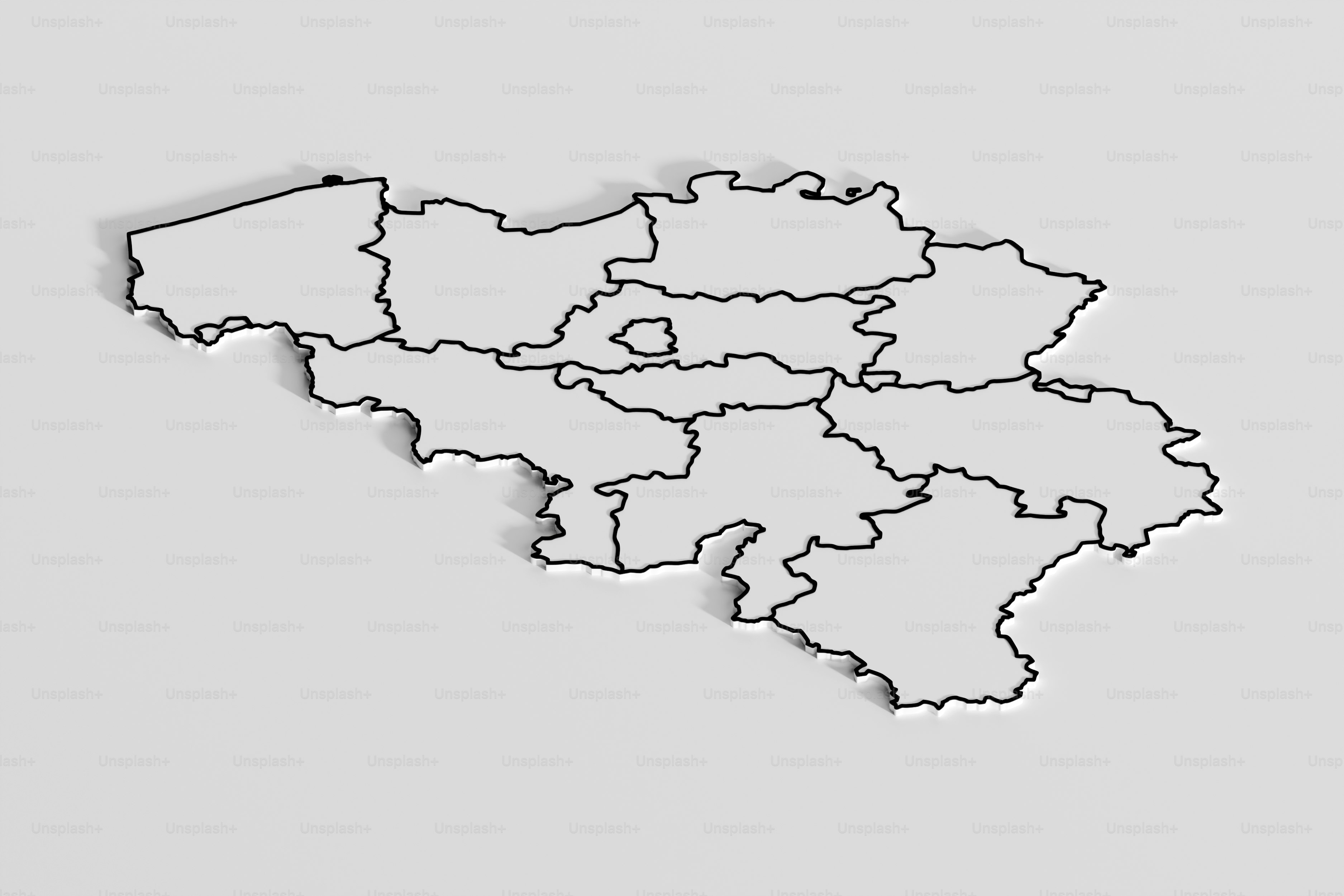 Belgium Map. 3D Render.