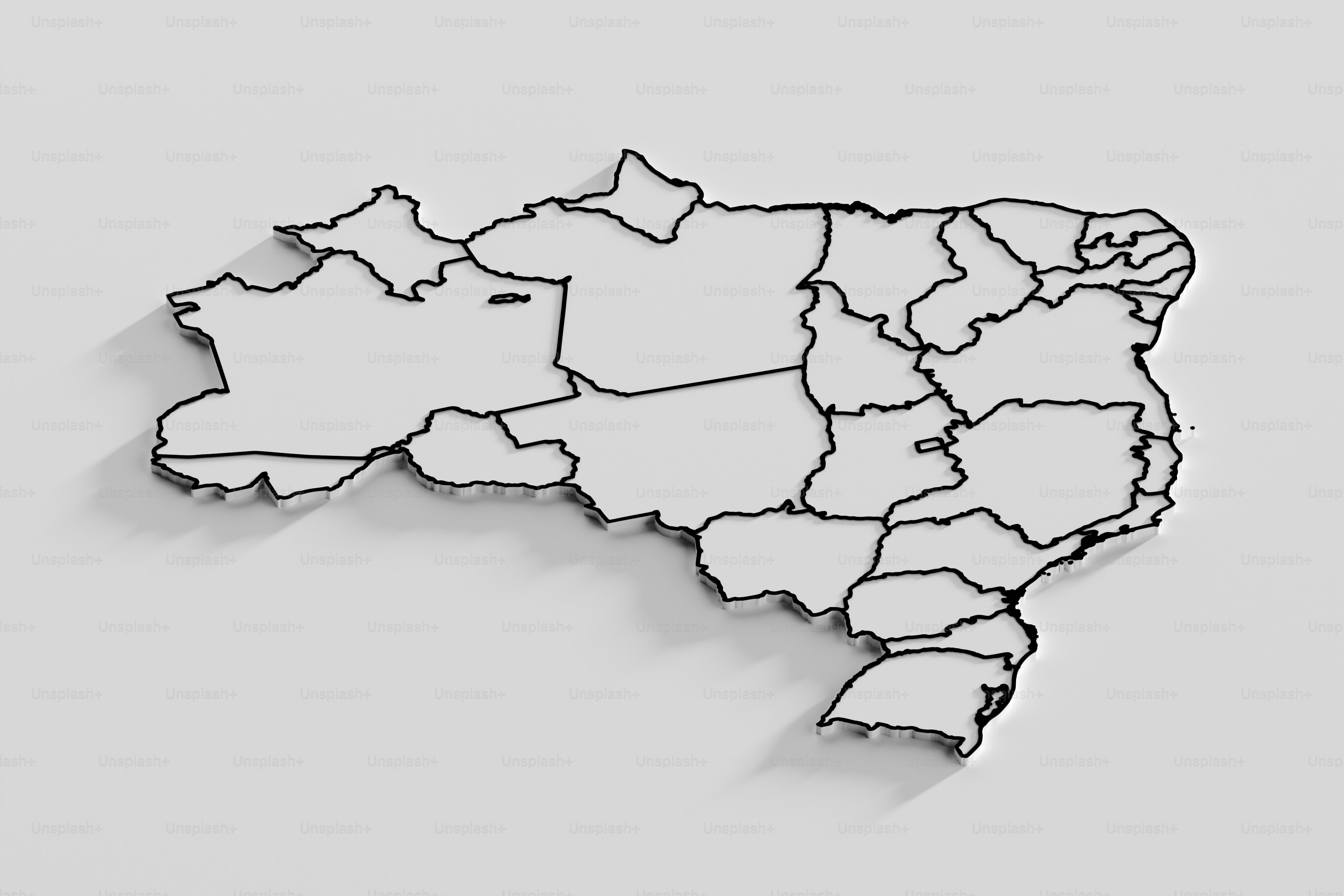 Brazil Map. 3D Render.