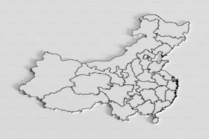 中国の国の白黒地図
