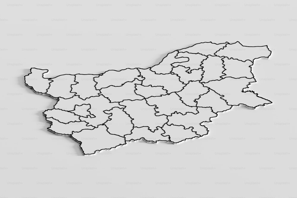 Une carte en noir et blanc du pays du Portugal