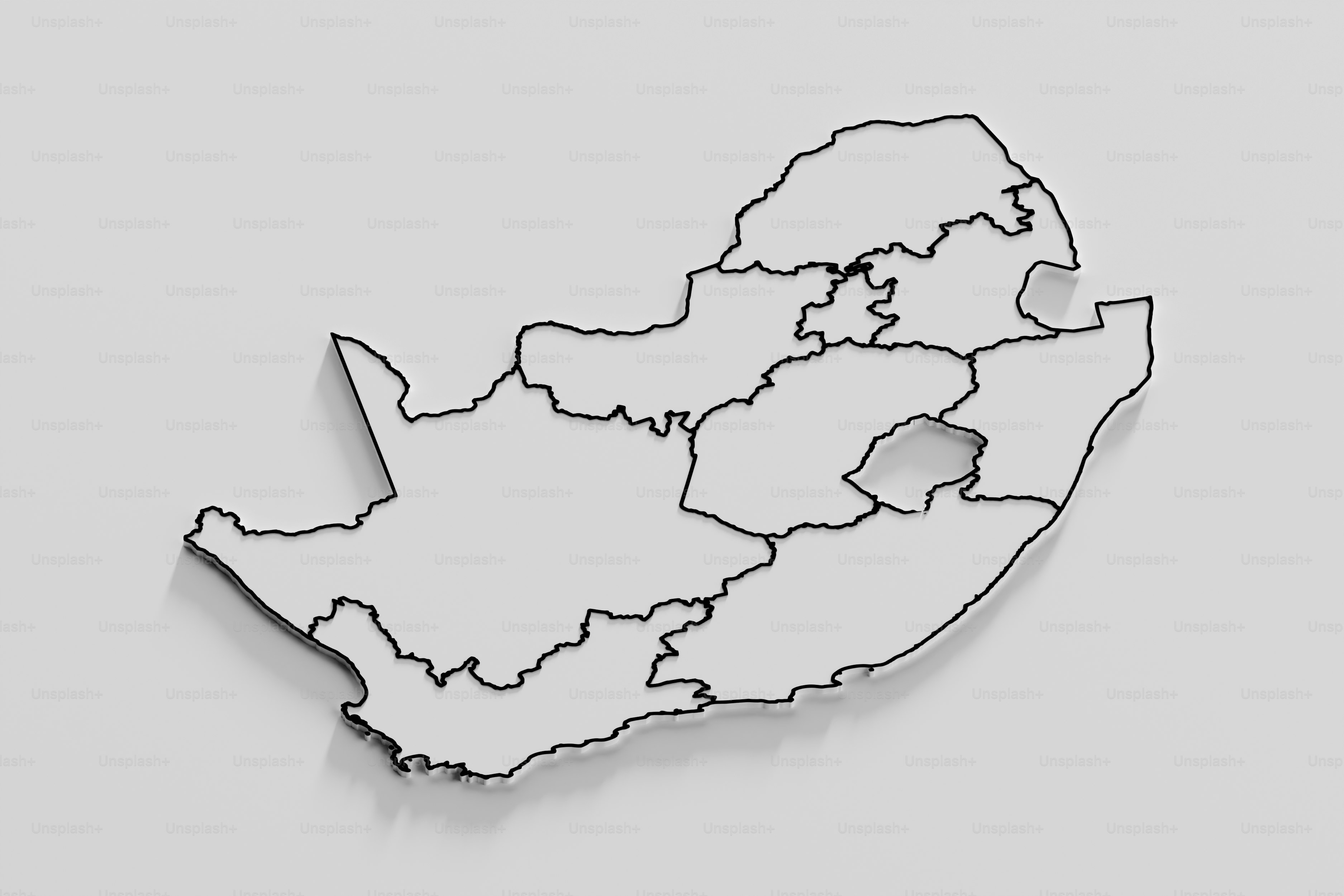 South Africa Map. 3D Render.