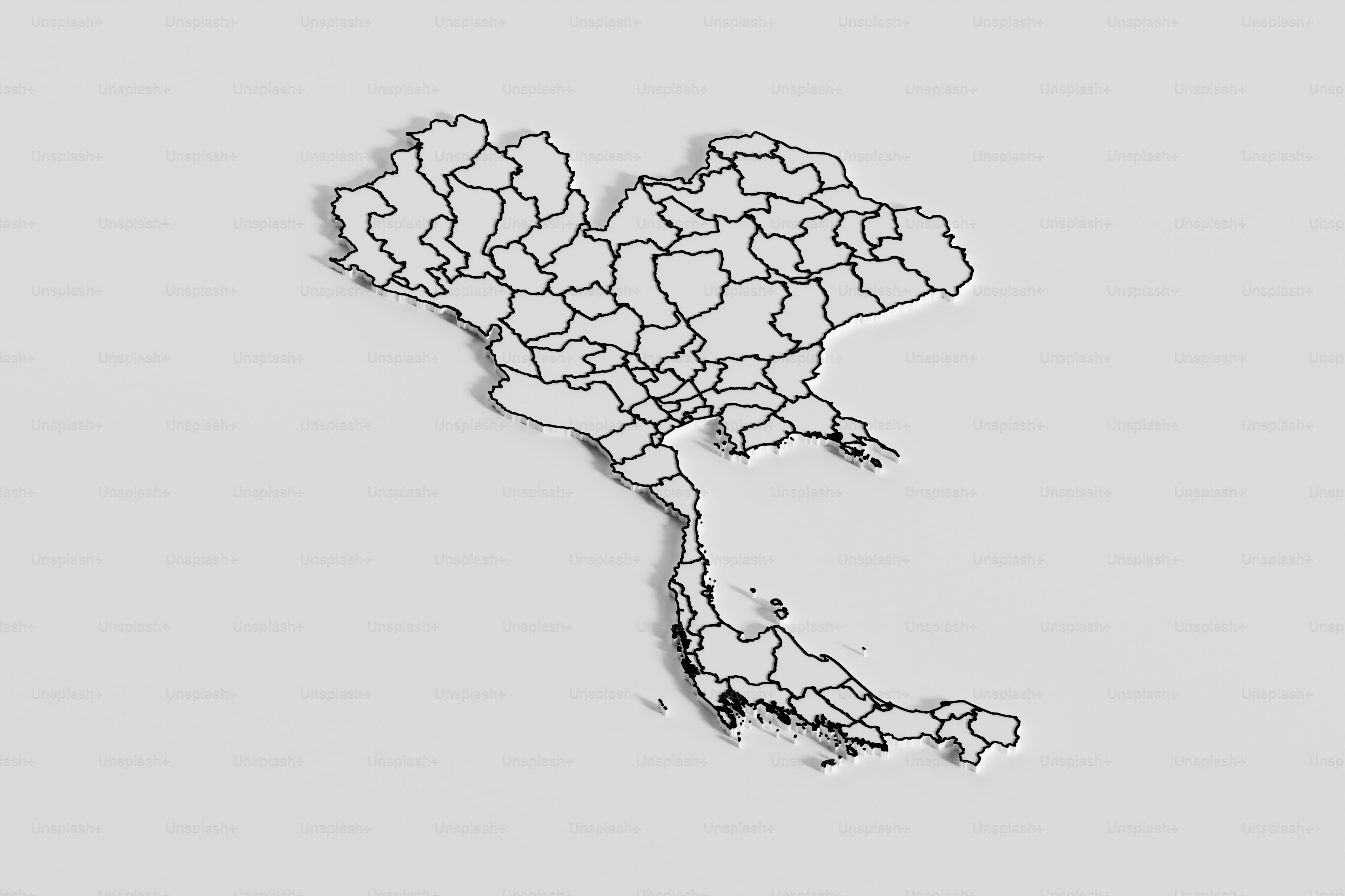 Thailand Map. 3D Render.