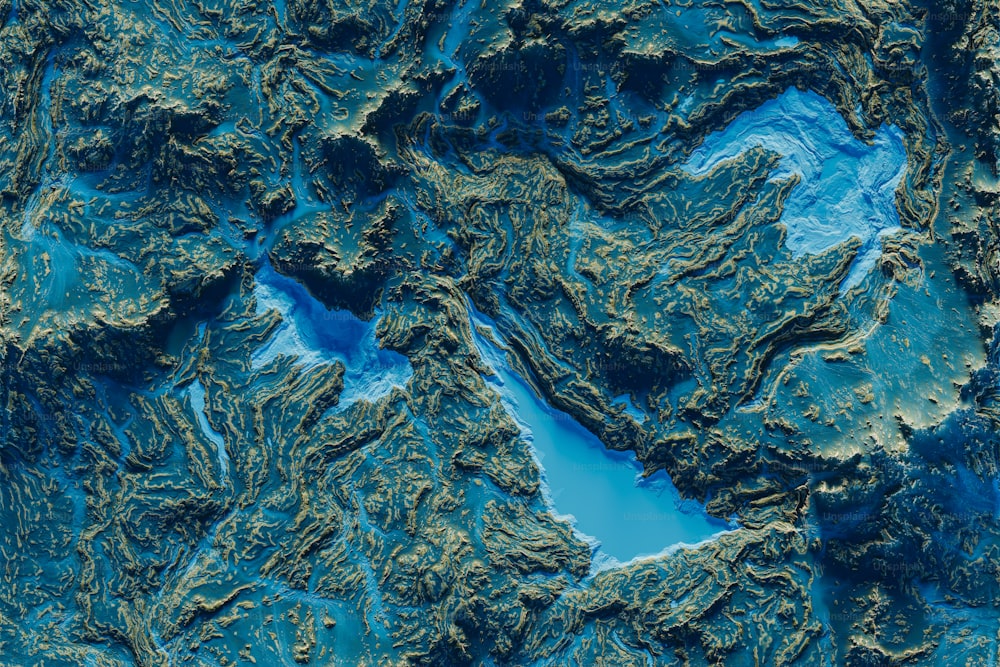 a satellite image of a mountain range